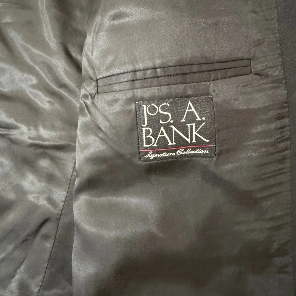 Jos A‎ Bank Signature Collection Black Wool Suit 46L Gordon Model Vintage